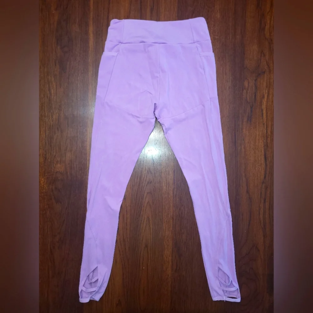 Gymshark Women's Lilac Purple Strappy High Waist Stretch Fitness Leggings Medium